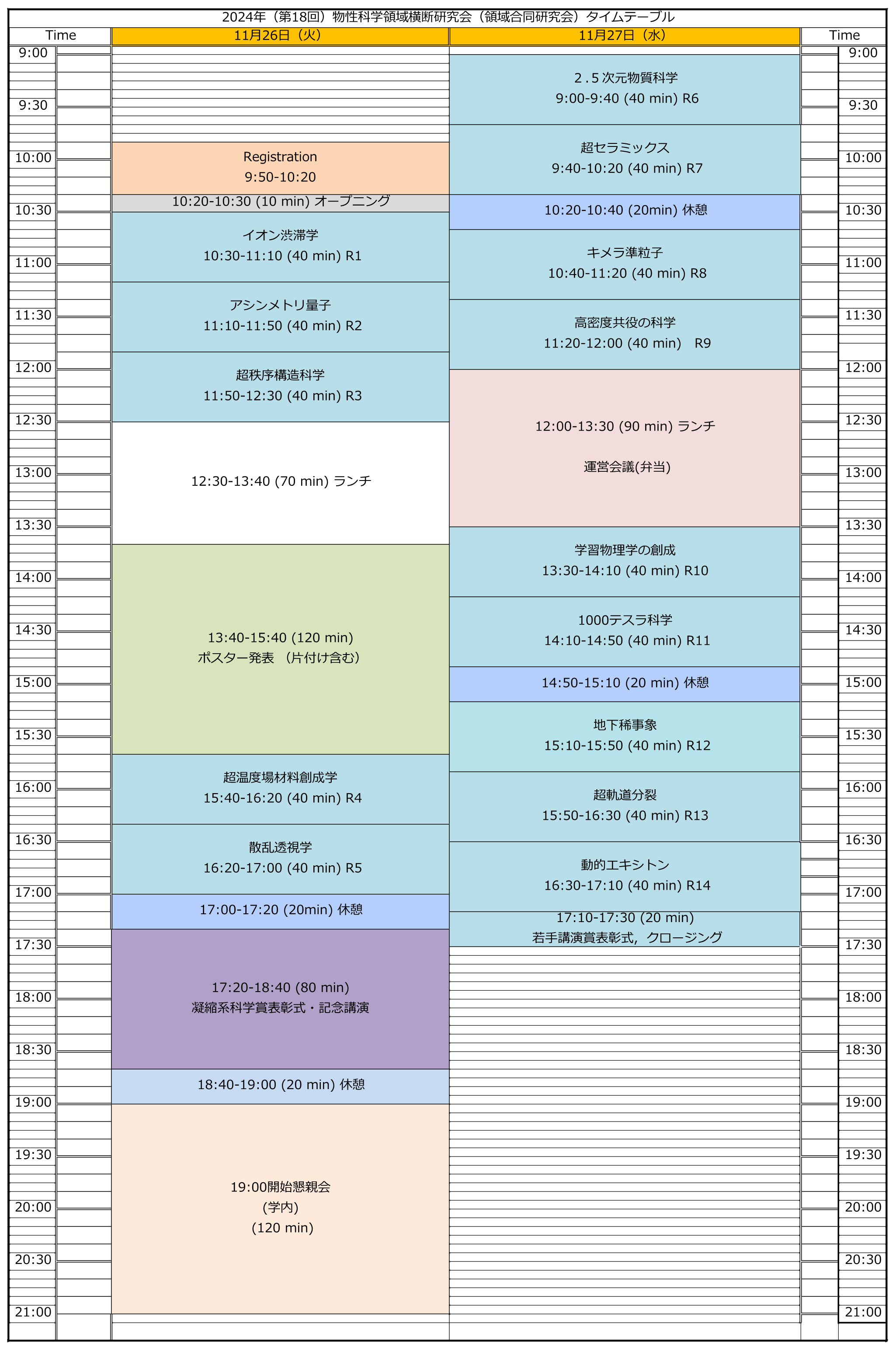 タイムテーブル